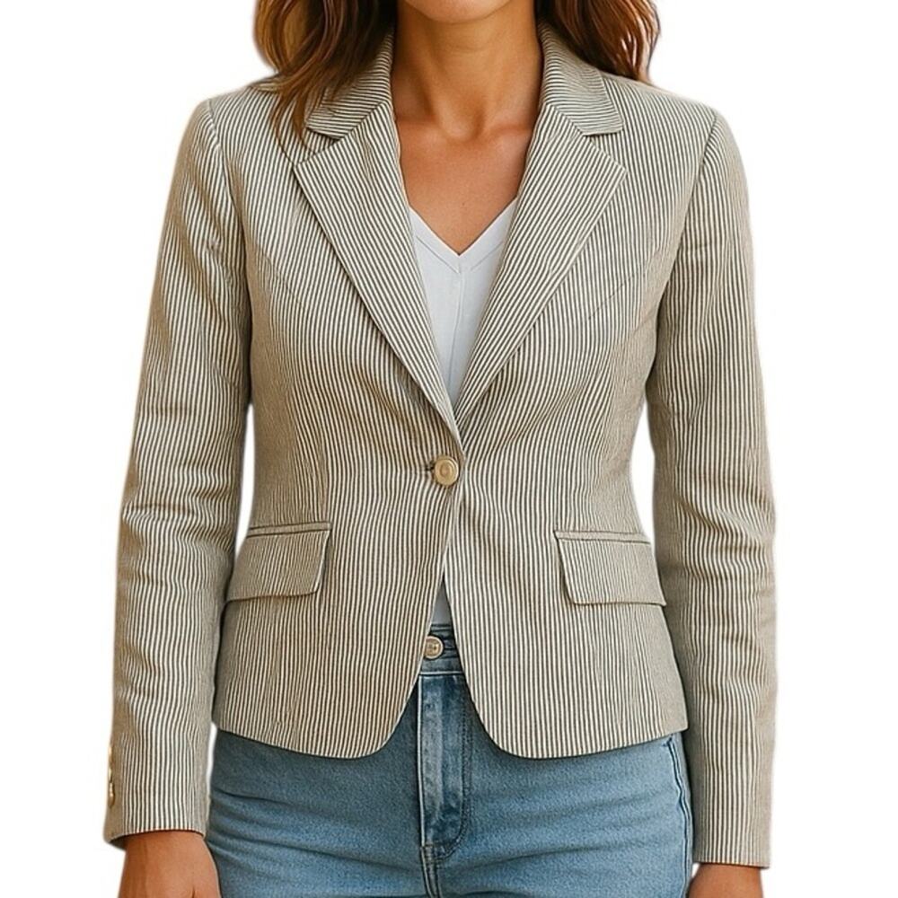 The Limited Pinstripe Blazer Grey Size M Office Career Single Button Jacket